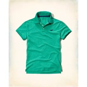 Hollister Green Contrast Icon Polo